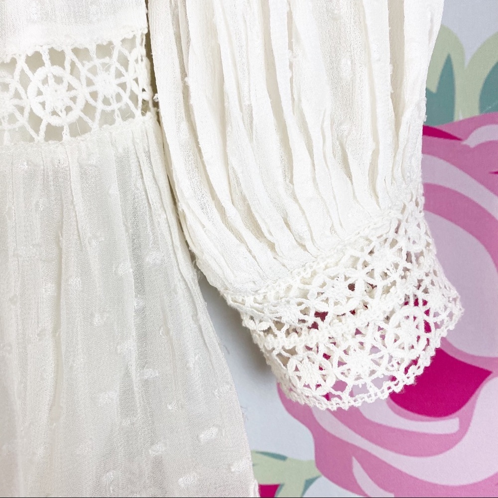 NEW Love Shack Fancy Simonna Floral Ruffle Lace Ivory Cream Boho Mini Dress 10 - Picture 8 of 16